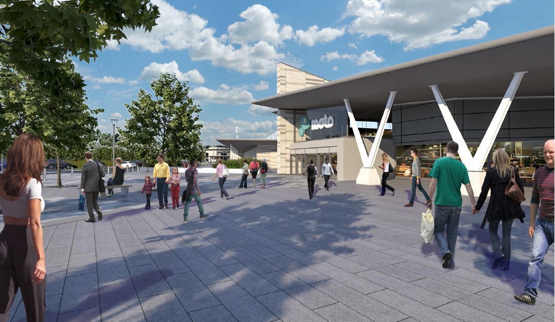 CGI of the proposed Moto service station by junction 20